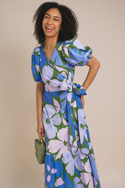 Dayana Floral Poplin Wrap Midi Dress