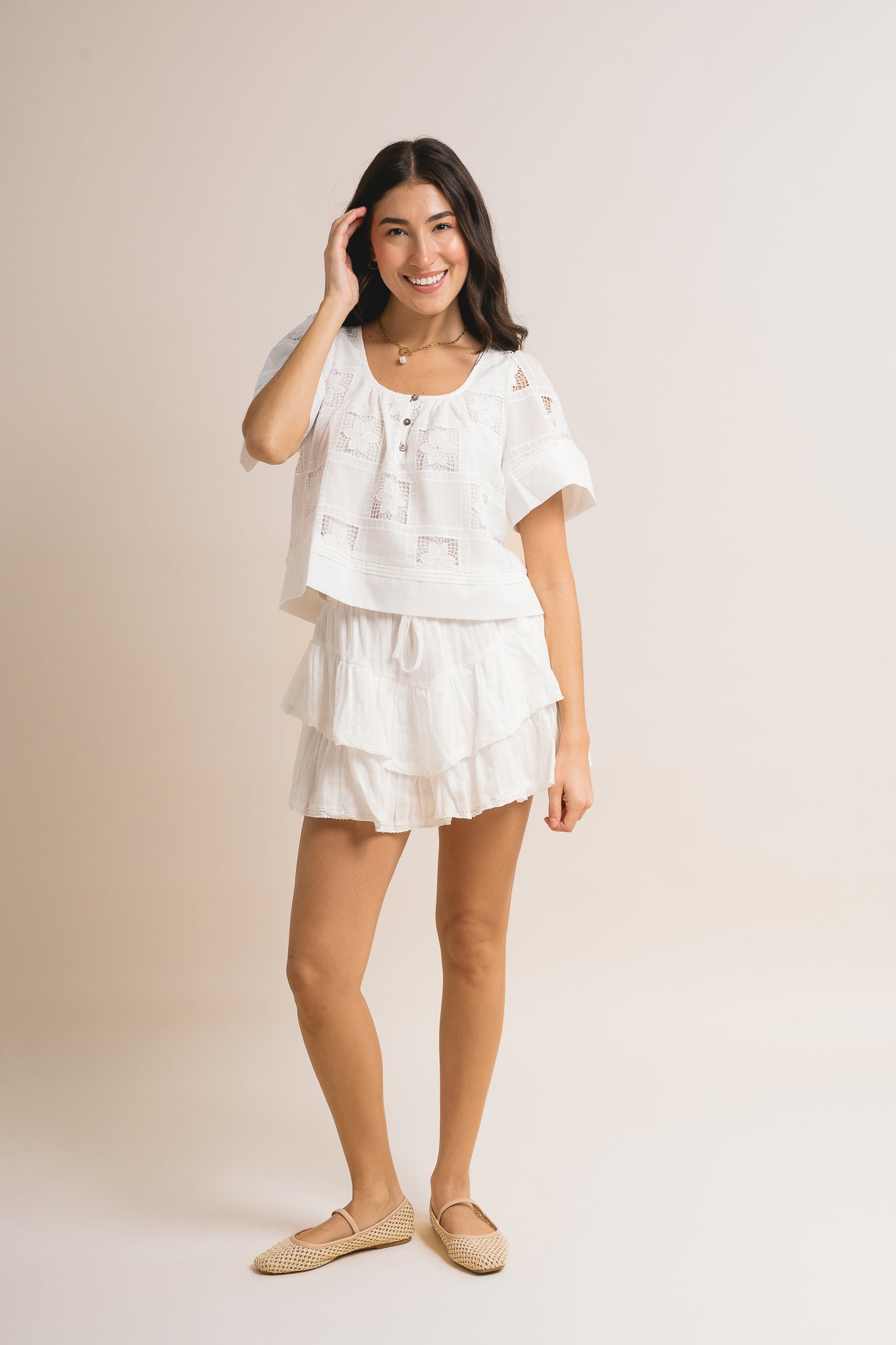 Ruffle Tiered Embroidery Skort