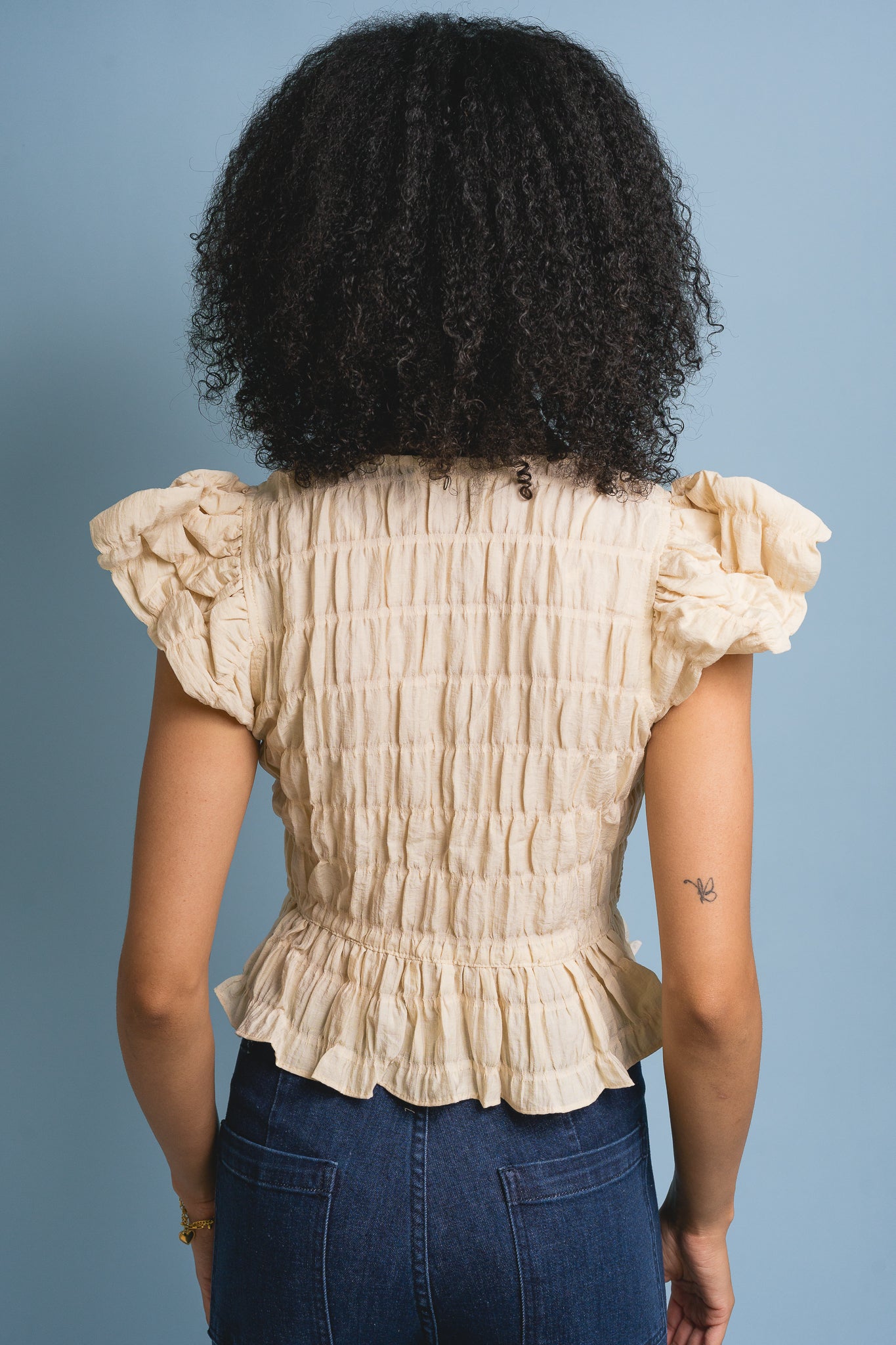 Textured Button Front Blouse Top