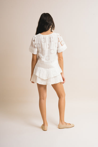 Ruffle Tiered Embroidery Skort