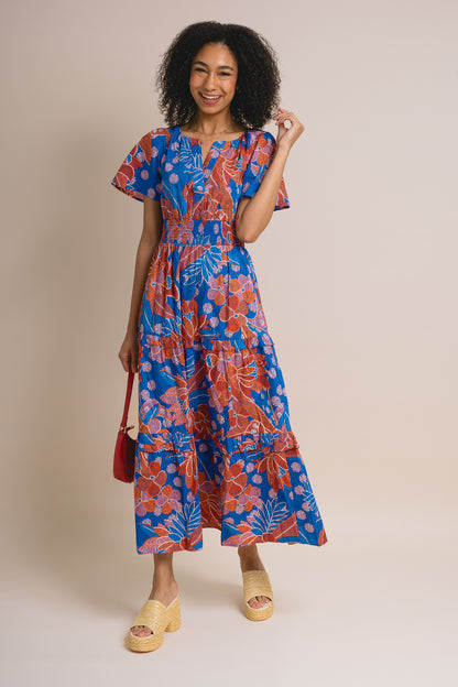 Tuscan Floral Poplin Maxi Dress