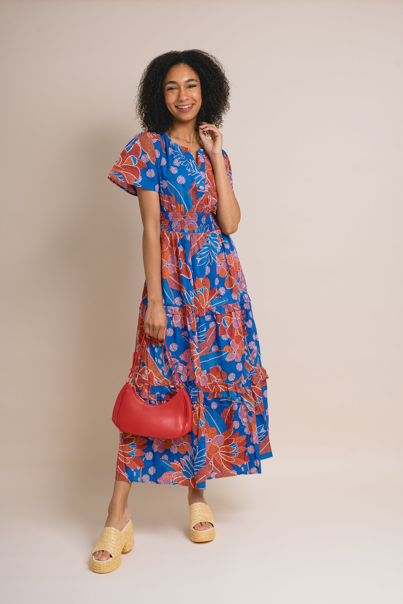 Tuscan Floral Poplin Maxi Dress
