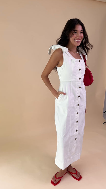 Tie Sleeve Buttondown Dress