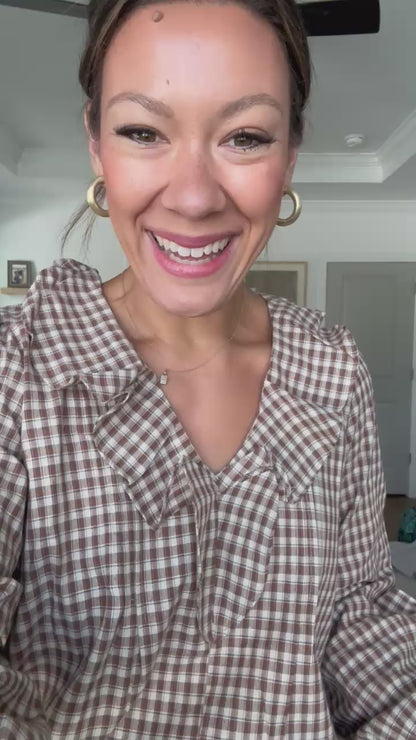 Gingham Ruffled Blouse
