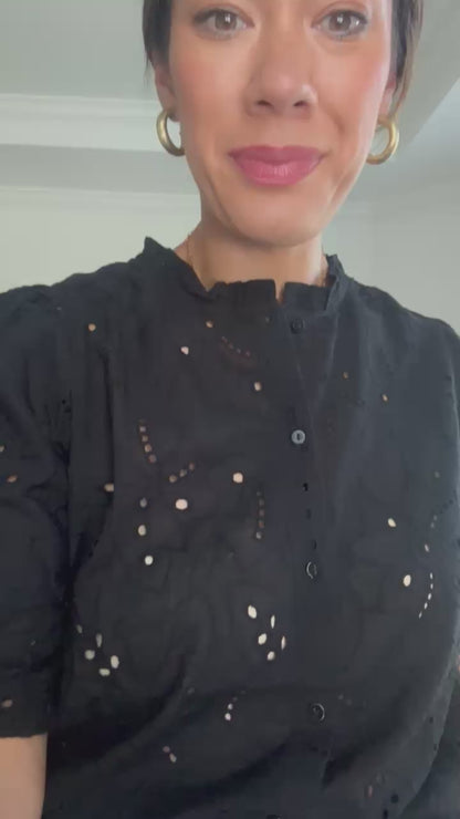 Embroidered Eyelet Cotton Top
