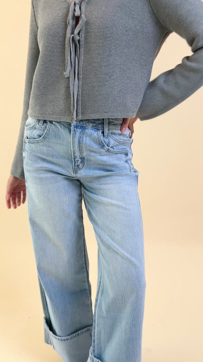 Super High Rise Cuffed Baggy Wide Jeans