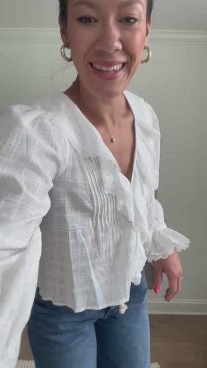 Della Ruffled V-neck Blouse