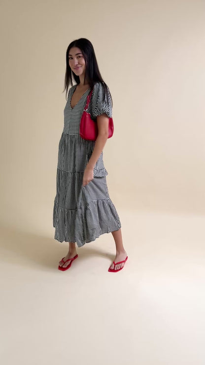 Beatrix Gingham Linen Midi Dress