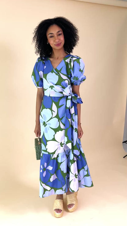 Dayana Floral Poplin Wrap Midi Dress