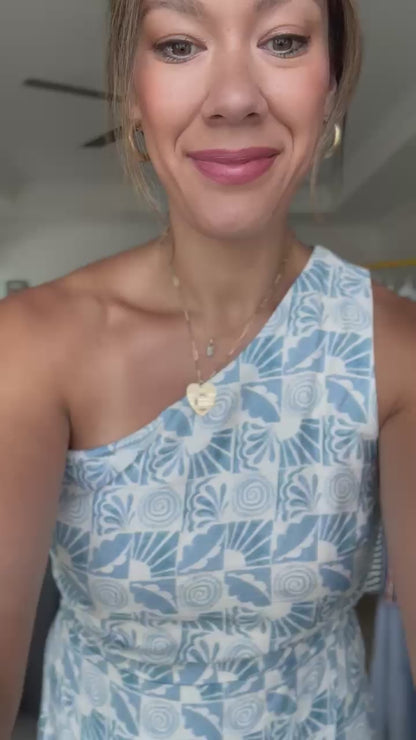 One Shoulder Abstract Print Romper