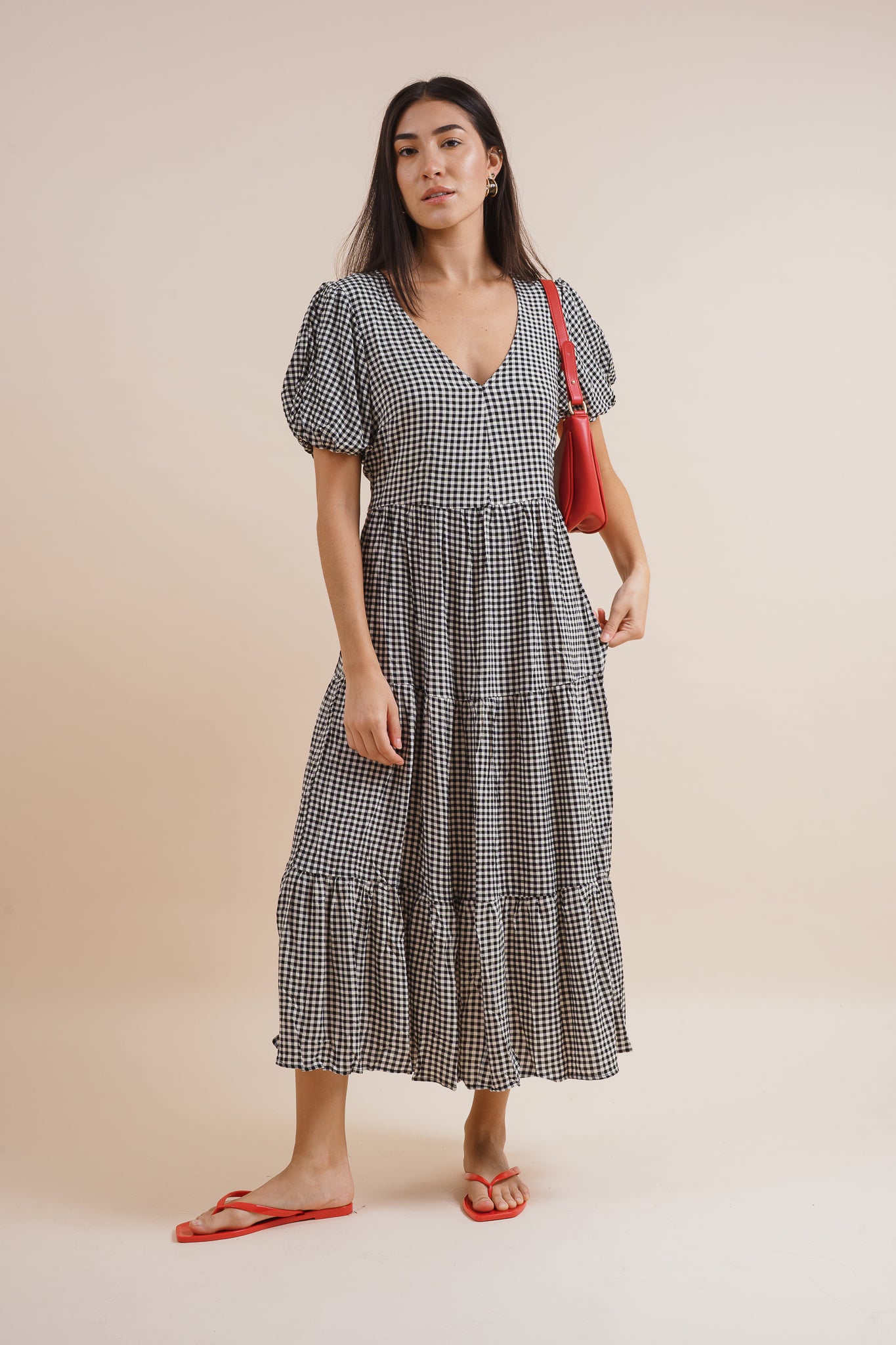 Beatrix Gingham Linen Midi Dress