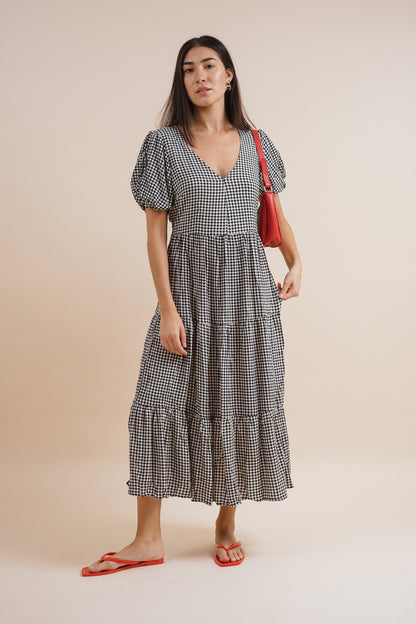 Beatrix Gingham Linen Midi Dress