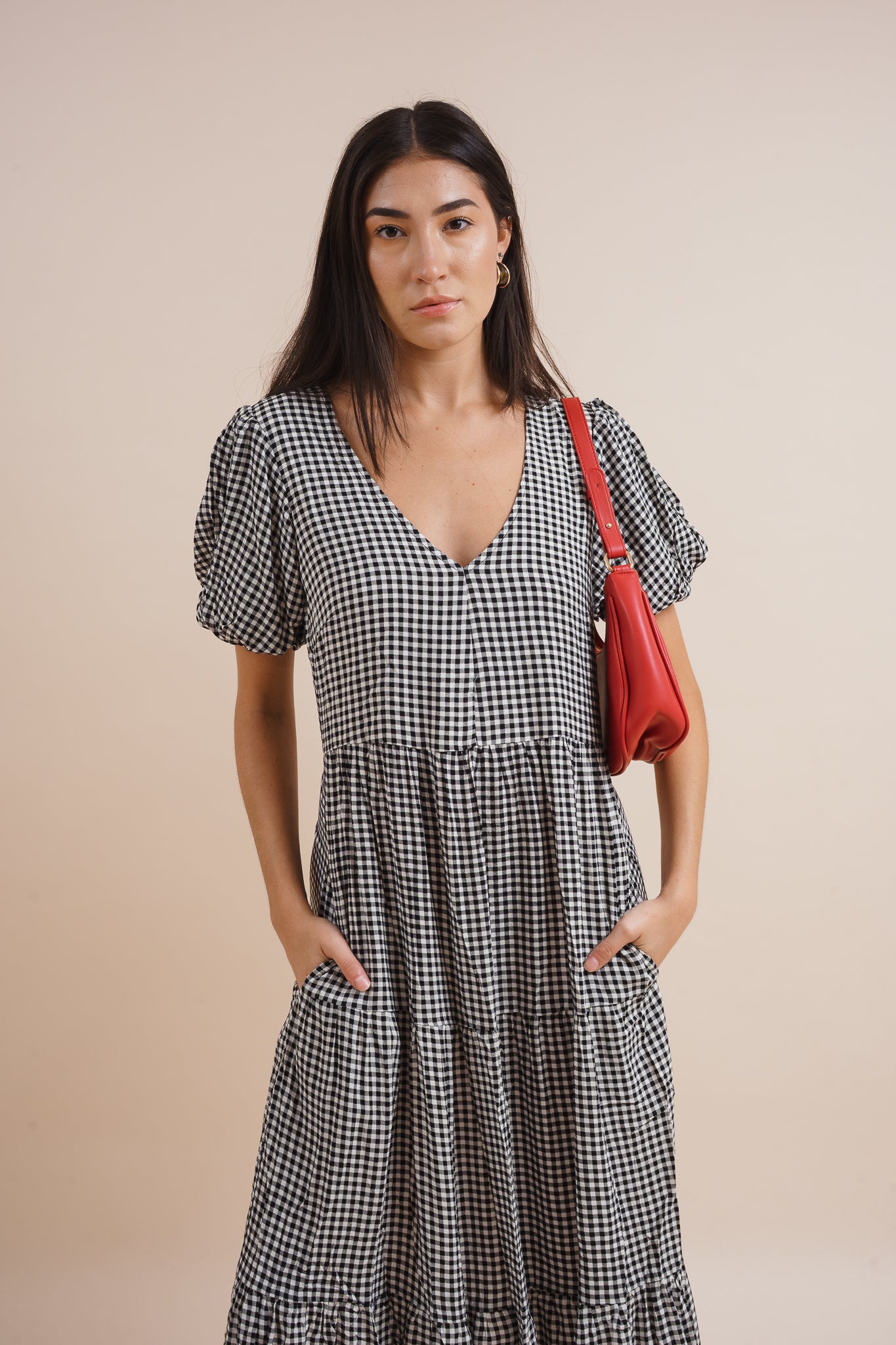 Beatrix Gingham Linen Midi Dress