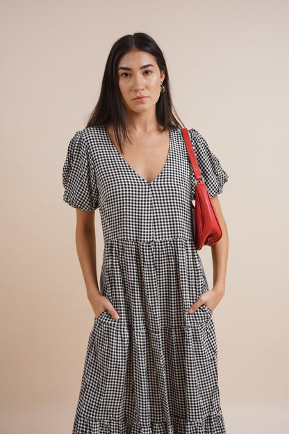 Beatrix Gingham Linen Midi Dress