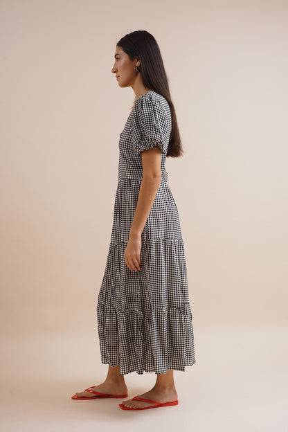 Beatrix Gingham Linen Midi Dress