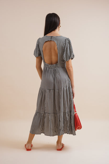 Beatrix Gingham Linen Midi Dress