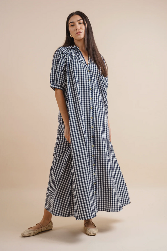 Colette Navy Gingham Dress