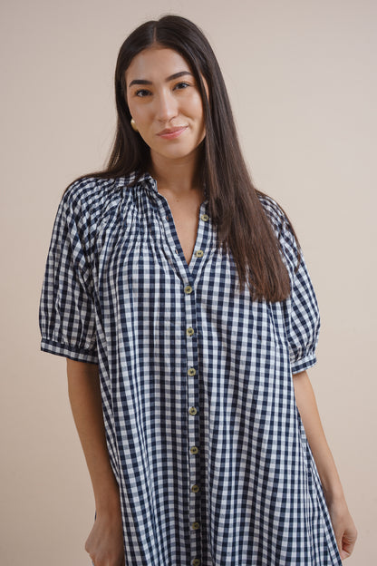 Colette Navy Gingham Dress