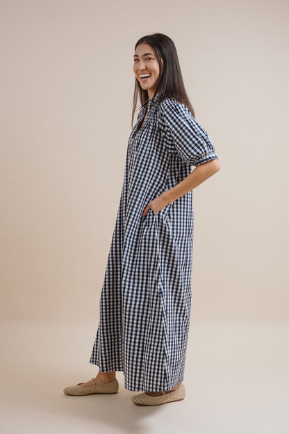 Colette Navy Gingham Dress