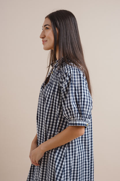 Colette Navy Gingham Dress