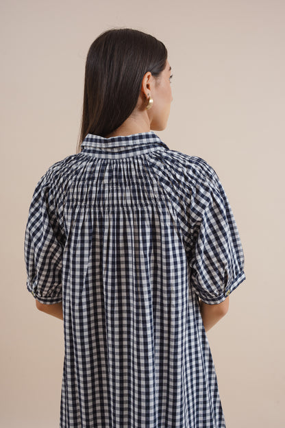 Colette Navy Gingham Dress