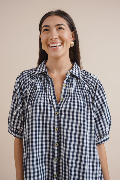Colette Navy Gingham Dress