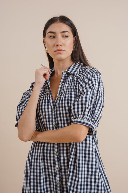 Colette Navy Gingham Dress