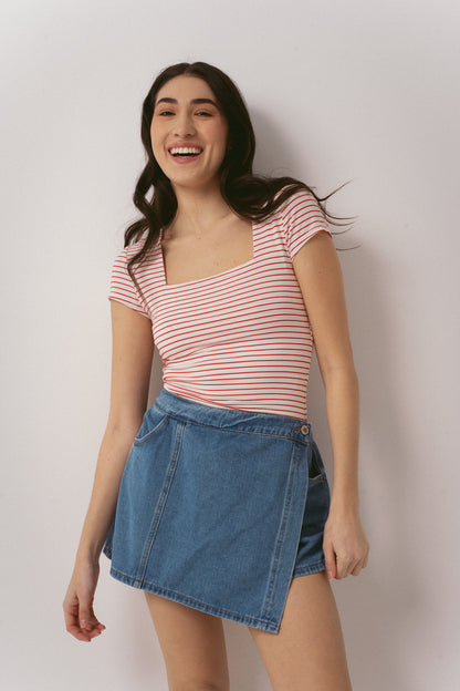 Denim Wrap Skorts