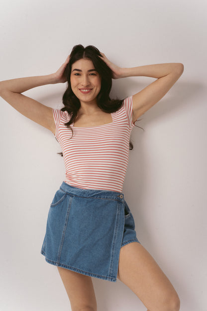 Denim Wrap Skorts