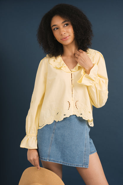 Embroidery Ruffle Blouse