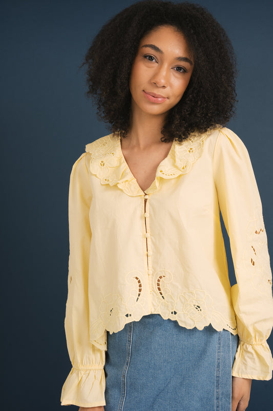 Embroidery Ruffle Blouse