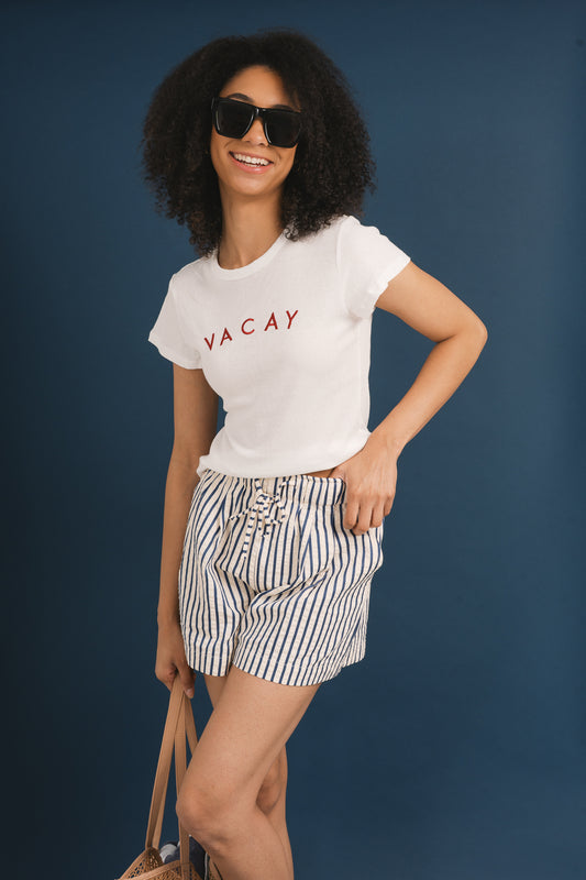 'vacay' Ribbed Knit Tee