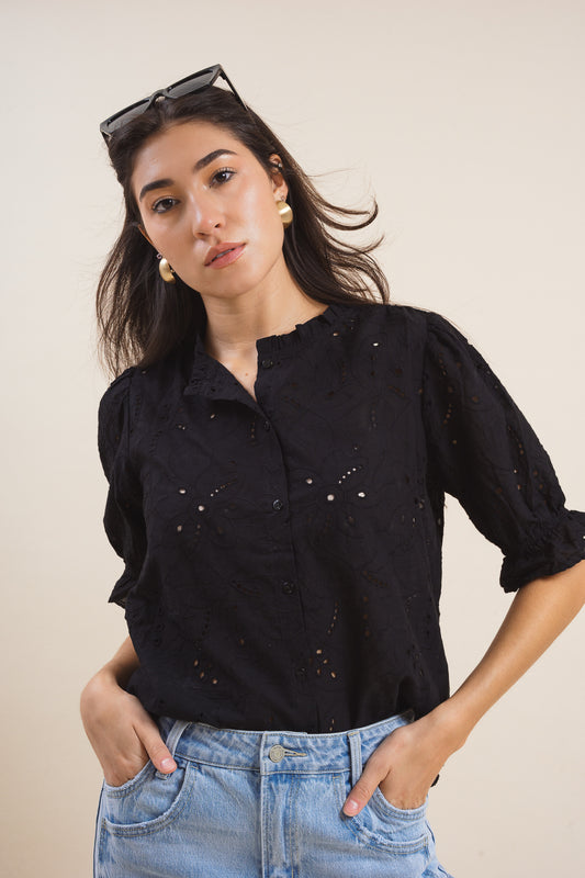 Embroidered Eyelet Cotton Top