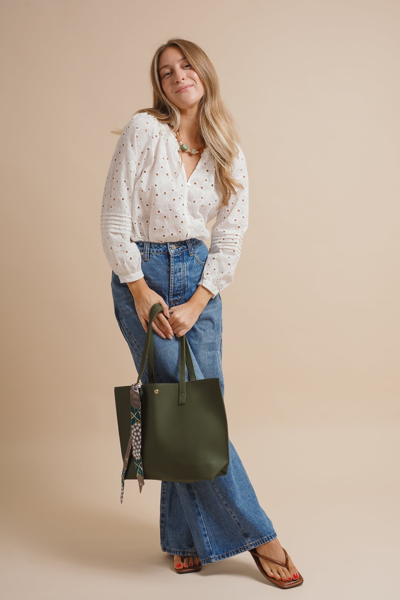 Floral Eyelet Button-Down Blouse