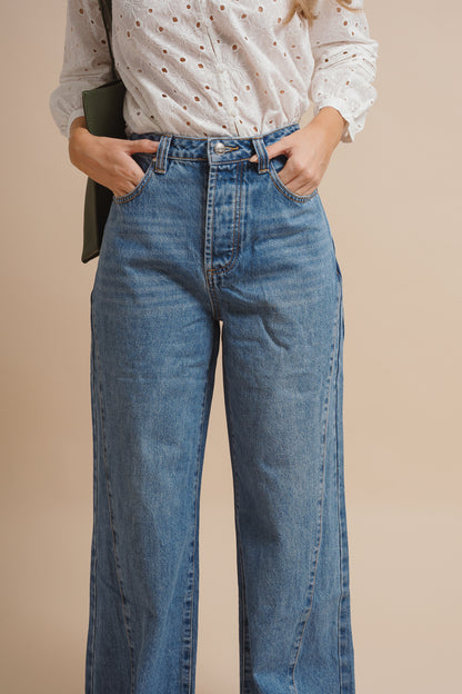 Wren Wide Leg Mid Rise Jeans