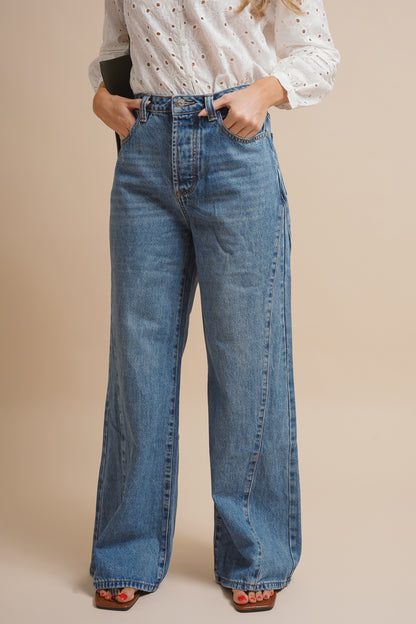 Wren Wide Leg Mid Rise Jeans