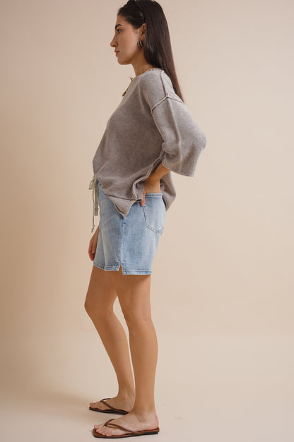 Drawstring Comfort Stretch Denim Shorts