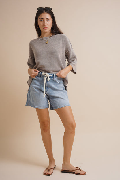 Drawstring Comfort Stretch Denim Shorts