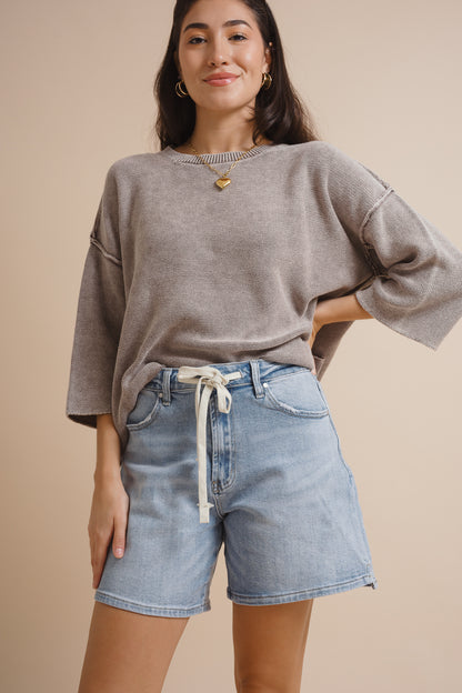 Drawstring Comfort Stretch Denim Shorts