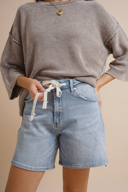 Drawstring Comfort Stretch Denim Shorts