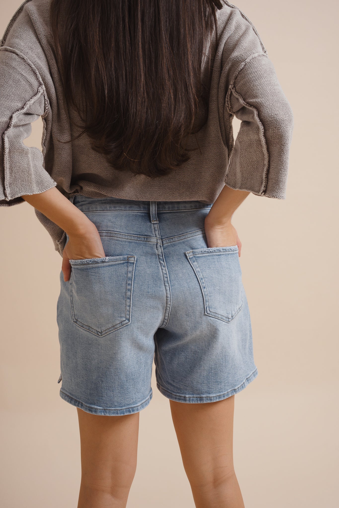 Drawstring Comfort Stretch Denim Shorts