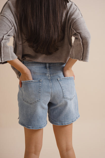 Drawstring Comfort Stretch Denim Shorts