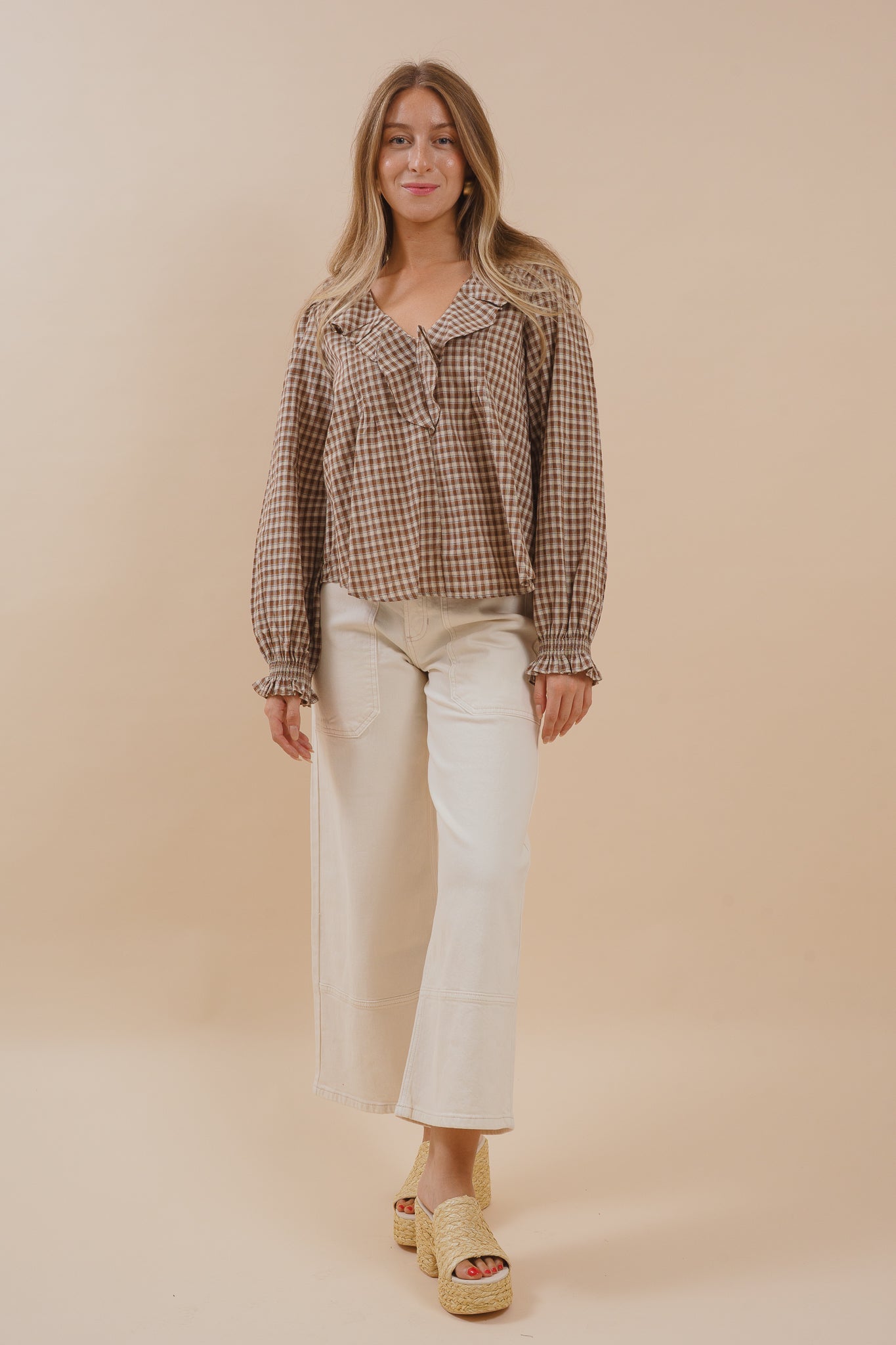 Gingham Ruffled Blouse