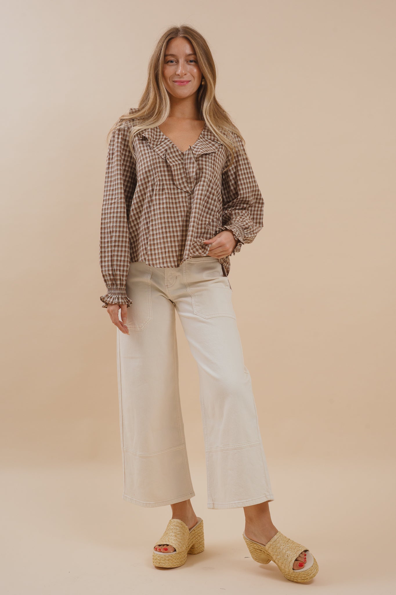 Gingham Ruffled Blouse