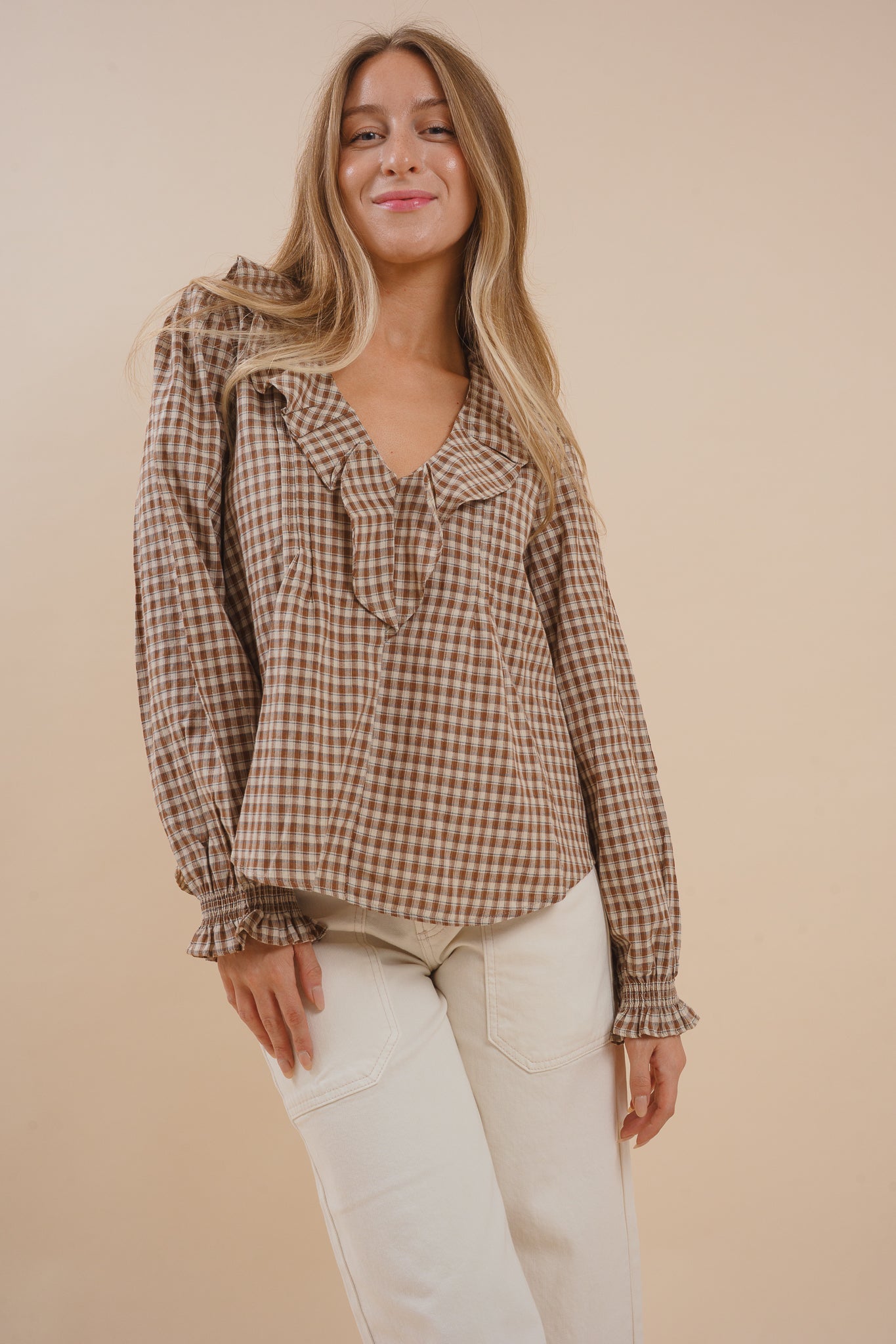 Gingham Ruffled Blouse