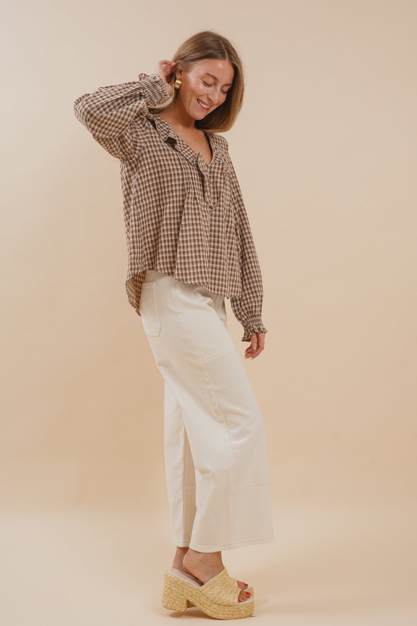 Gingham Ruffled Blouse