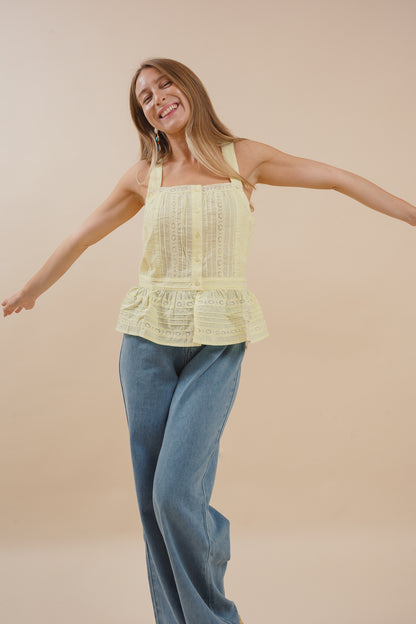 Smocked Ruffle Lace Peplum Top