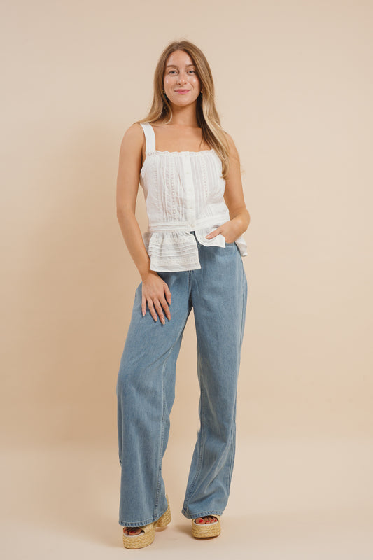 Smocked Ruffle Lace Peplum Top