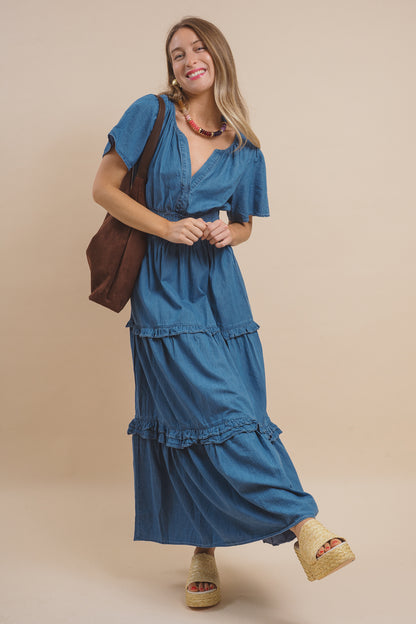 Haysville Poplin Tiered Maxi Dress