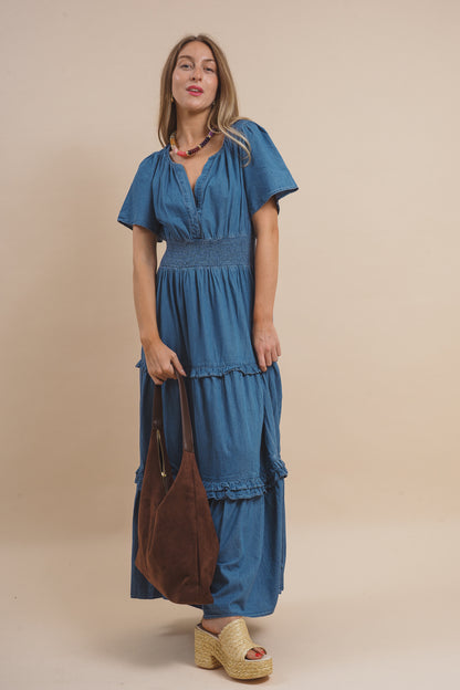 Haysville Poplin Tiered Maxi Dress